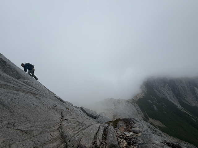 More for dramatic effect than neccessity. Scrambling down through the clouds.